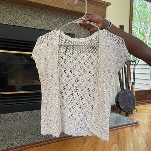 White Cropped Lace Cardigan